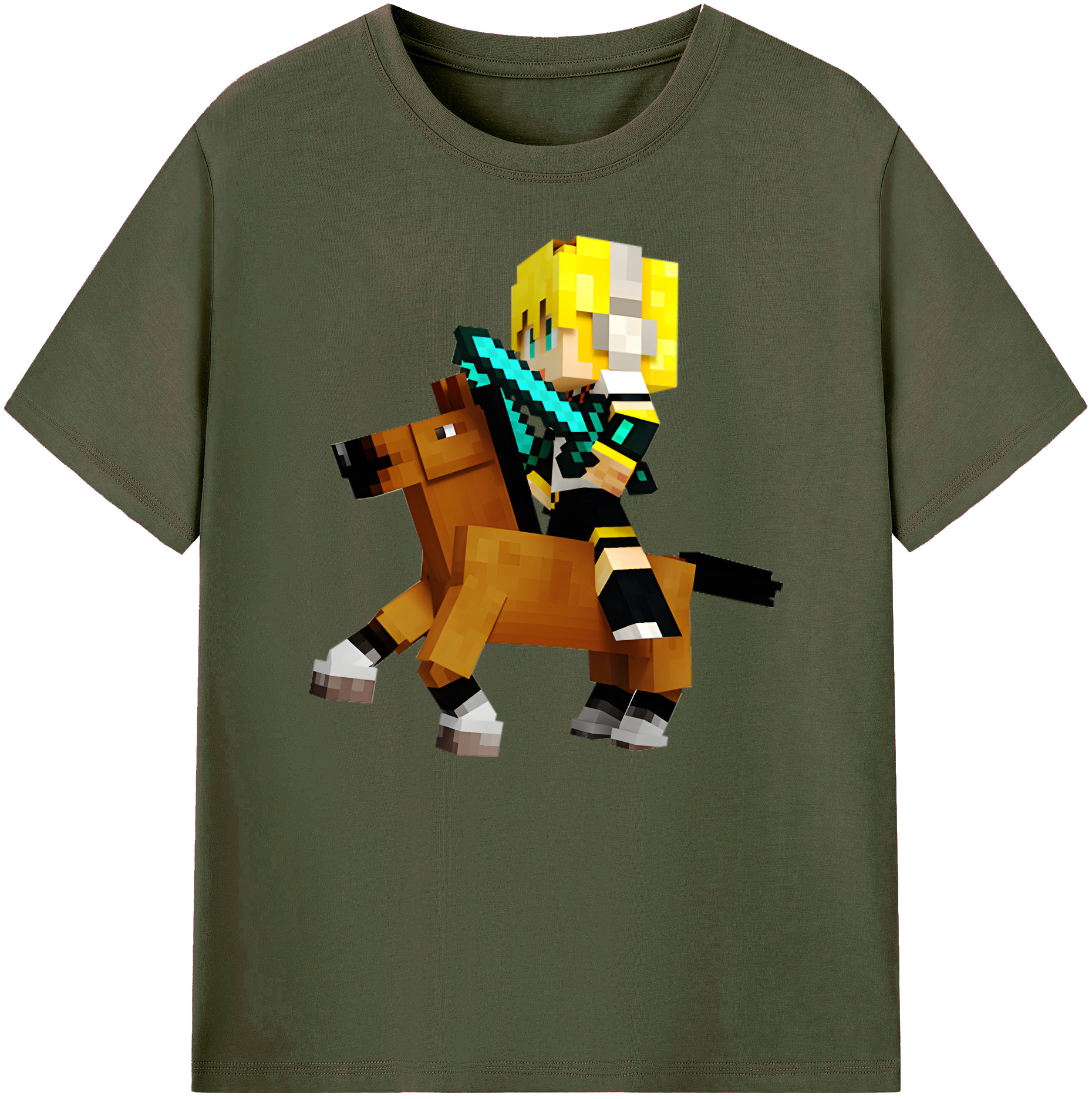 （画像用） マインクラフト ブロックの世界 Minecraft MC Block world 綿100％ メンズ半袖Tシャツ｜肌触りやわらか＆通気性